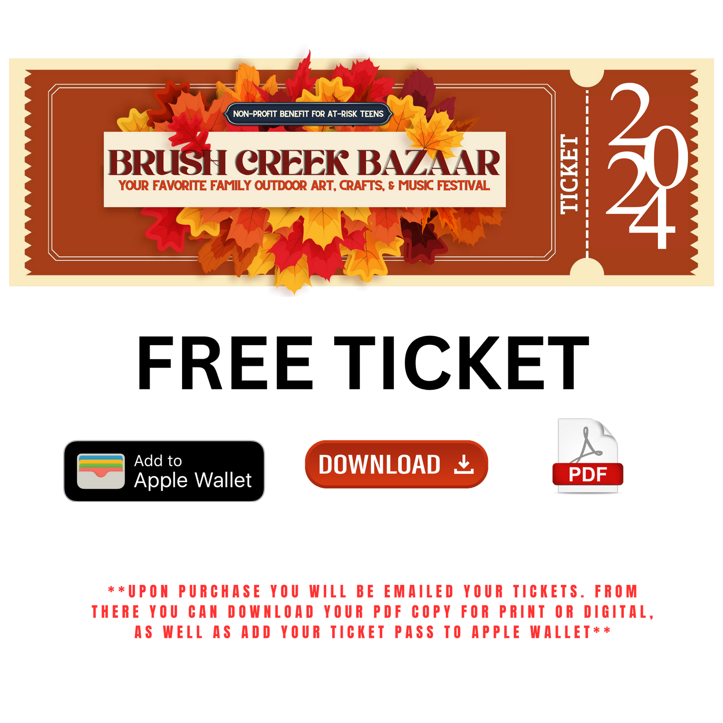 Brush Creek Bazaar Free ticket fall festival fundraiser